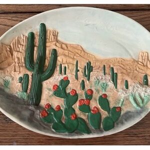 Beautiful Vintage Arizona southwestern scene. Wall hanging/ plate hand painted.